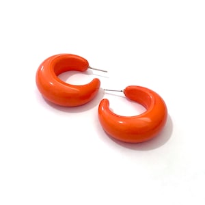 Orange Chunky Lucille Lucite Hoop Earrings | Leetie Lovendale sustainable jewelry