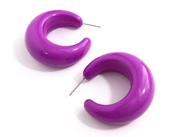 Violet Chunky Hoops | Retro Large Lucille Ball Hoops | vintage lucite hoop earrings | Leetie Lovendale sustainable jewelry