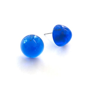 Aqua Blue Gumdrop Stud Earrings image 1