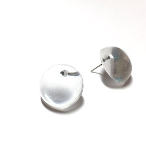 Clear Lucite Studs | Crystal Clear Retro Button Studs | Vintage Lucite Post Earrings | Domed Disc Cabochon Studs by Leetie