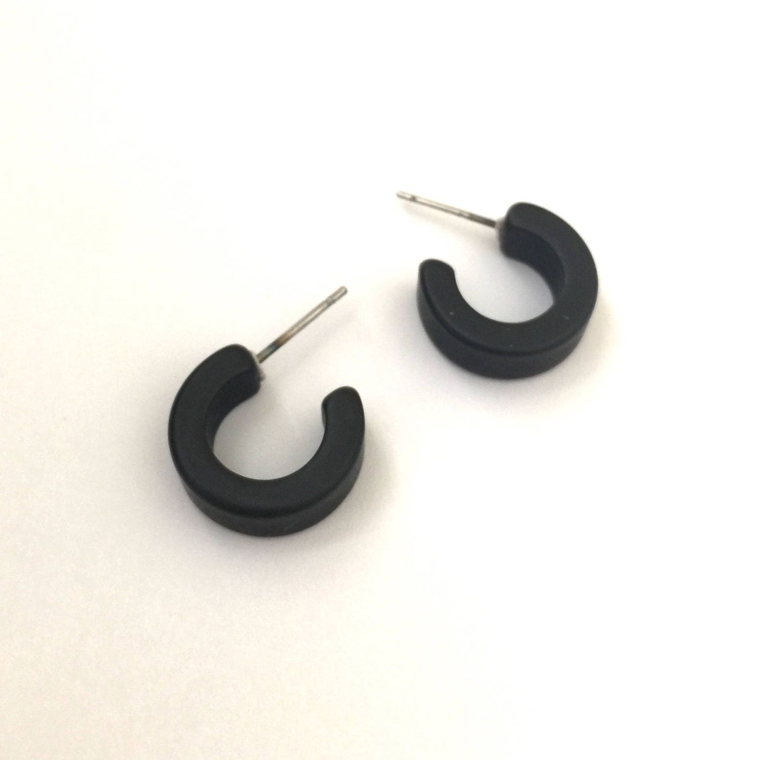 Small Black Hoops Tiny Jet Black Hoop Earrings Matte Black | Etsy