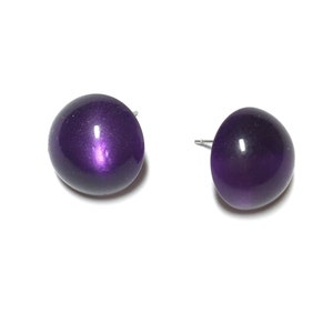 Dark Purple Moonglow Retro Button Stud Earrings