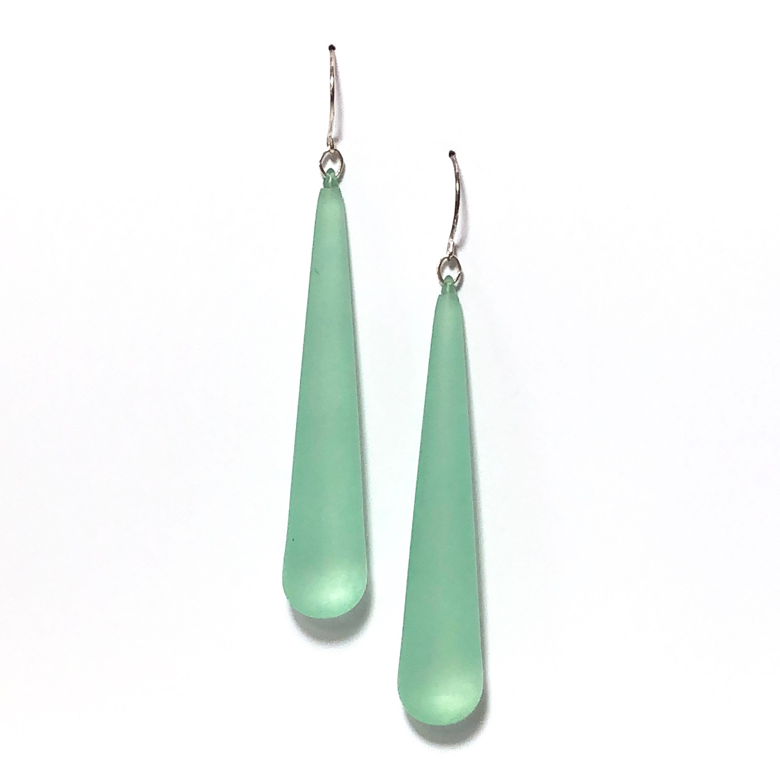 Mint Green Frosted Earrings Light Pastel Green Drop Earrings Etsy