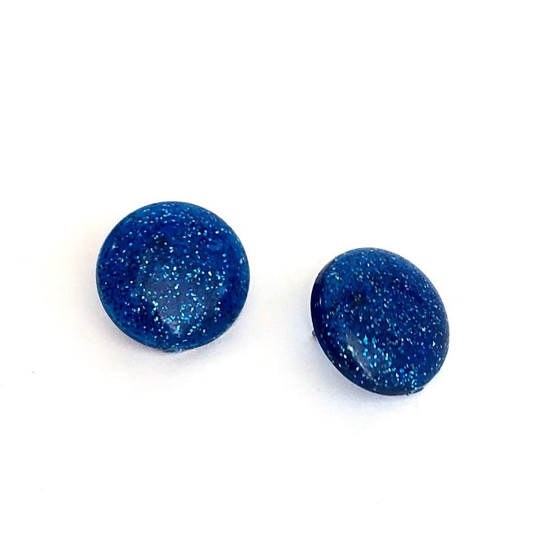 Blue Glitter Stud Earrings Cobalt Blue Sparkle Studs - Etsy