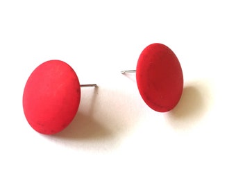 Bright Pink Disc Stud Earrings | Vintage Lucite Jewelry