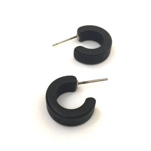 Black Matte Mini Hugger Hoop Earrings
