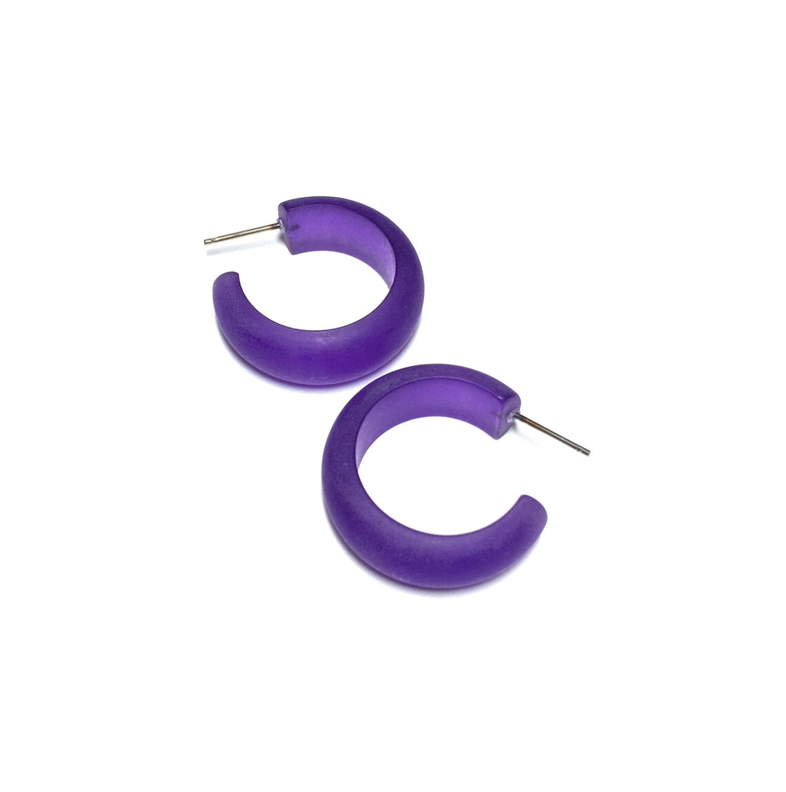 The Small Purple Hoop Earrings in Platinum (Pierced) main image 0