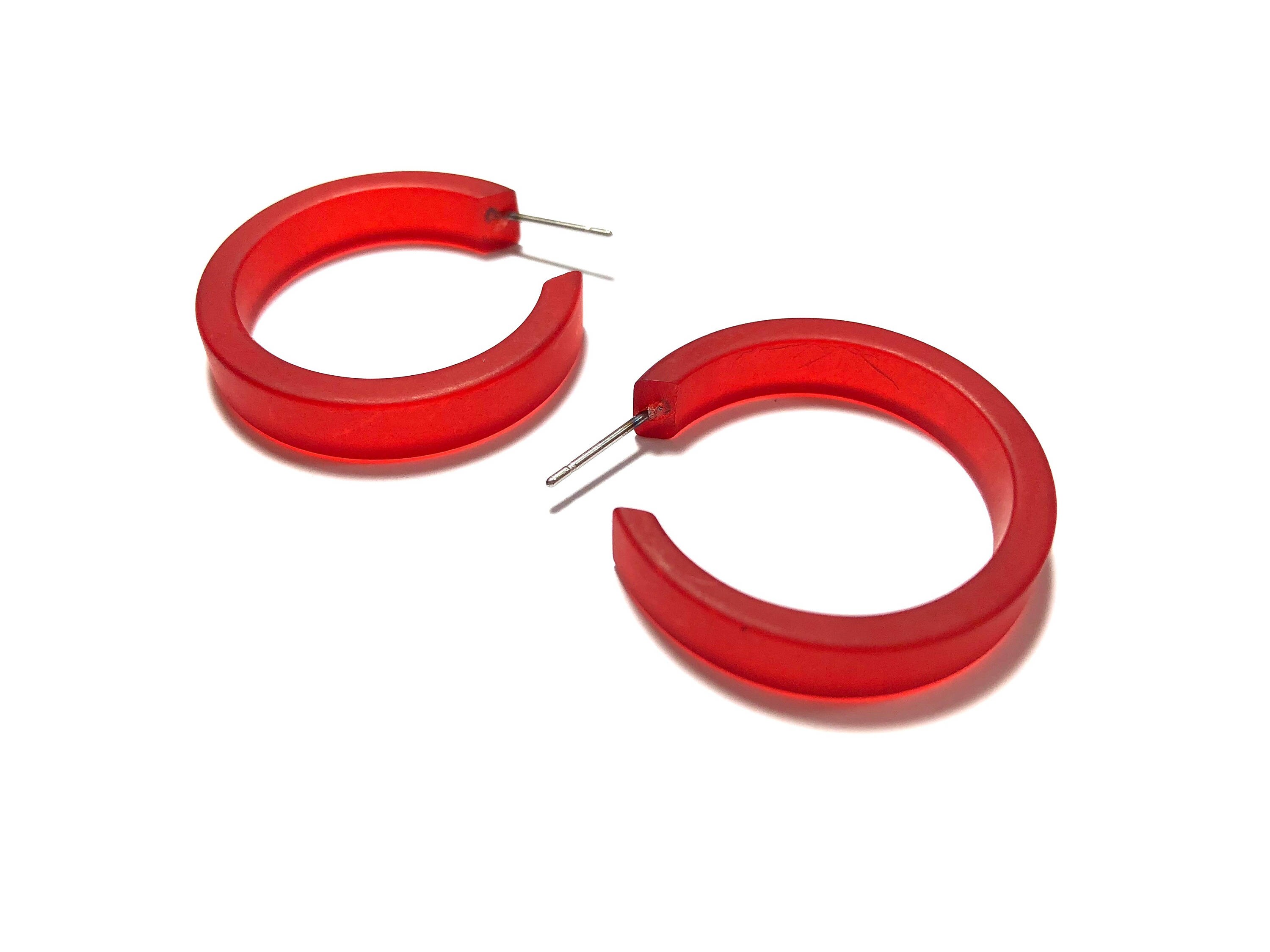 Small red hoop earrings deals