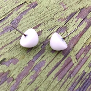 White Gumdrop Stud Earrings | vintage lucite post earrings