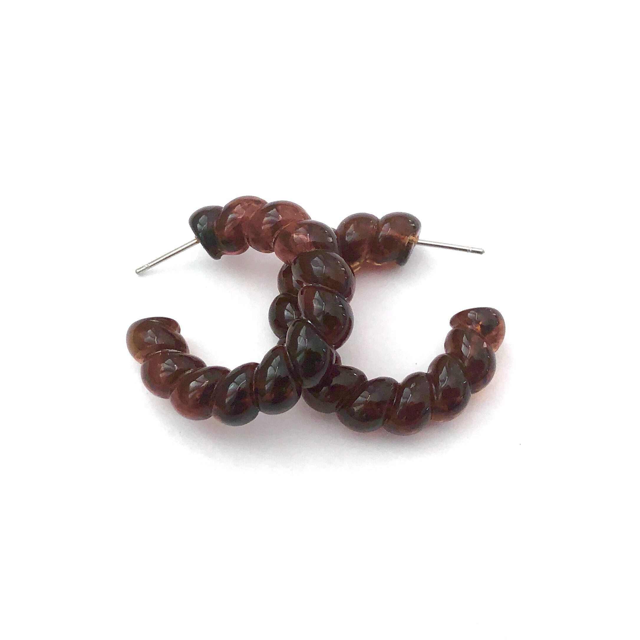 Tortoise Ropes Tortoise Twisted Rope Hoops | Vintage Lucite Jewelry Retro Hoops - Etsy