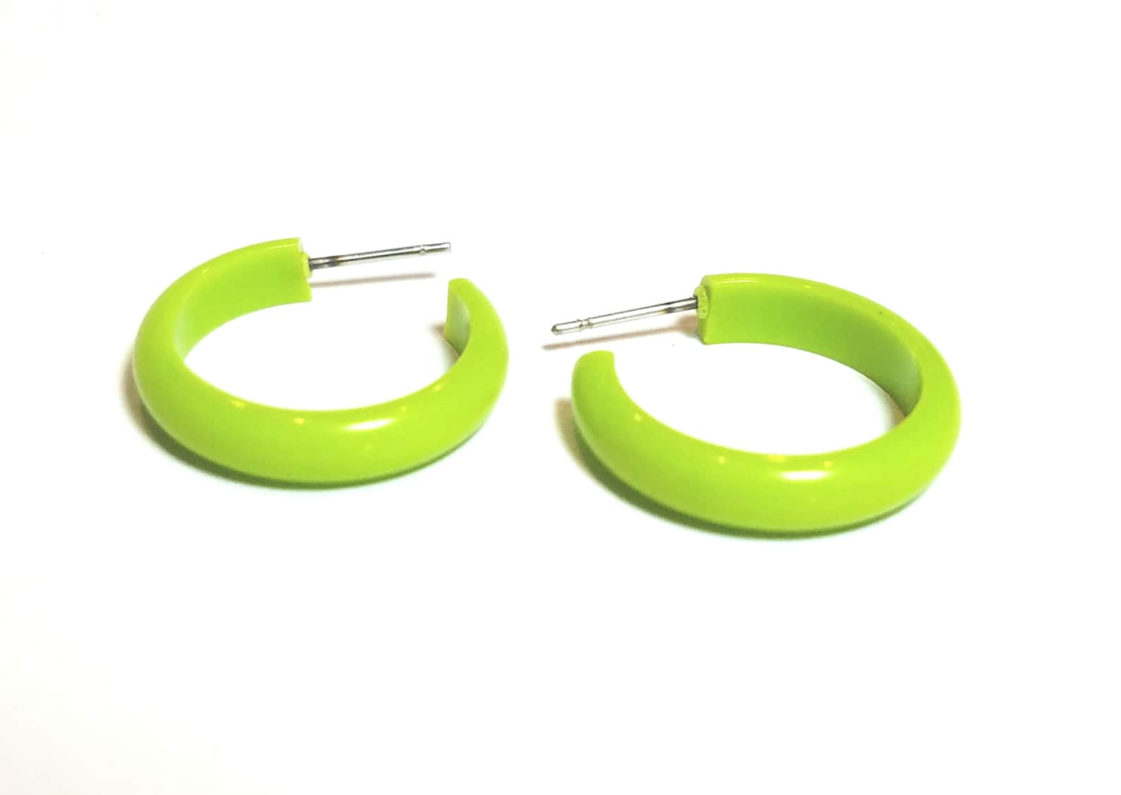Chartreuse Green Skinny Perfect Hoops Made With Vintage Lucite | Etsy
