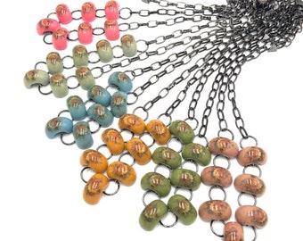 Secret Garden Stations Necklace - made with vintage lucite & steel chain adjustable necklace