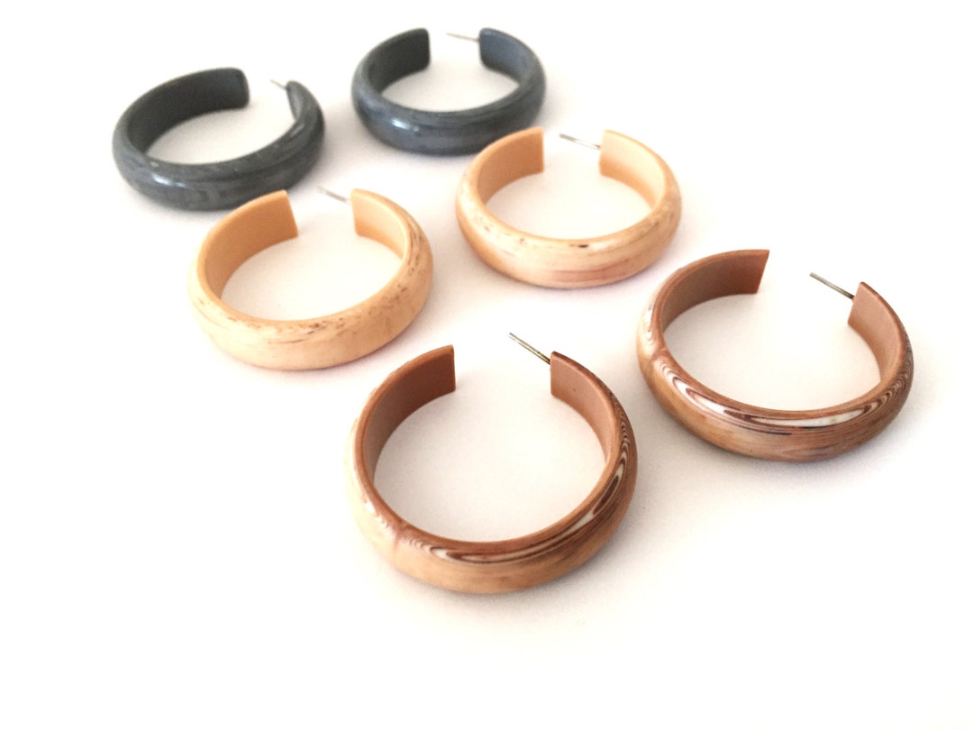 Hoop Earrings Ivory Grey & Brown Naturals Hoop Collection Earrings Set ...