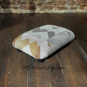 Cozy Beige Patchwork Footrest Stool for Ultimate Home Office Relaxation