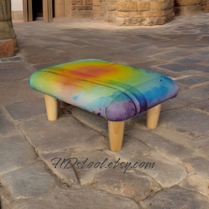 Unique Print Footstool for Art Lovers - Wooden Legs Included