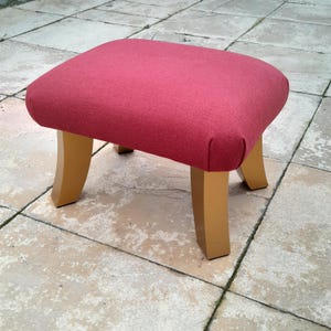 Unique Red Terracotta Royal Footstool with golden wooden legs - 29 cm height bed step or footrest