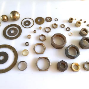 Vintage Brass Lamp Parts – Steampunk Lighting Repair Hardware, 49 Piece Assortment