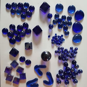 Lot 120 blue glass mix shapes and sizes for your assemblage projects
