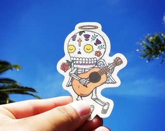 Angel Calavera Die Cut Clear Vinyl Sticker