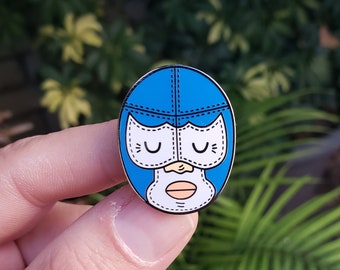 Blue Luchador Enamel Pin by Jose Pulido