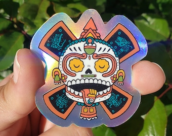 Calavera Del Sol Holographic Sticker