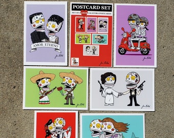 Amor Calaveras Postcard Set (6 Day of the Dead Postcards by Jose Pulido)