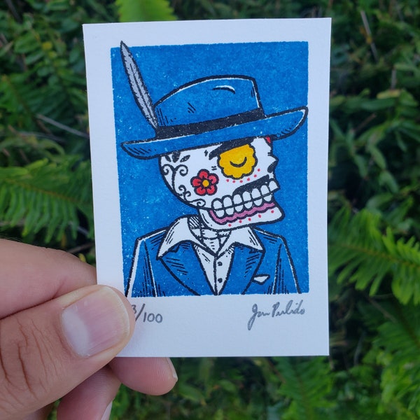 El Pachuco Limited Edition ACEO Gocco Screenprint