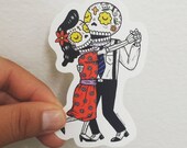 Dancing Calaveras Clear Die Cut Vinyl Sticker