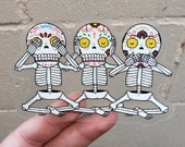 Three Wise Calaveras Die Cut Clear Vinyl Sticker