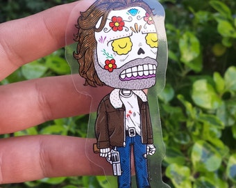 Rick Grimes Calavera Clear Vinyl Sticker Day of the Dead