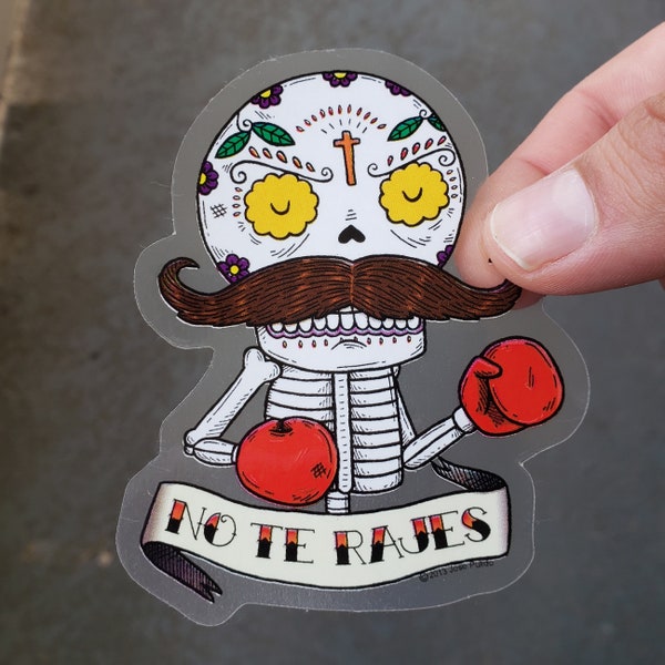 El Boxeador Calavera Die Cut Clear Vinyl Sticker