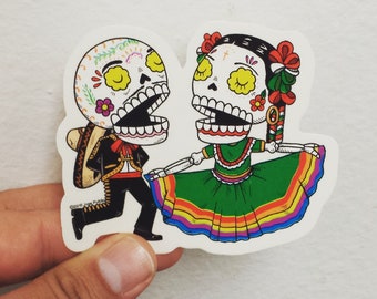 Foklorico Calaveras Clear Vinyl Sticker Day of the Dead