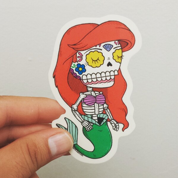 Ariel Calavera Clear Die-cut Vinyl Sticker Day of the Dead