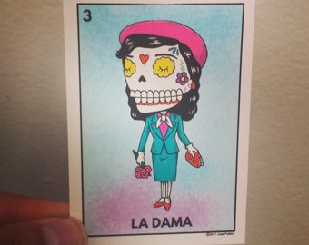 La Dama Calavera Loteria Vinyl Sticker Day of the Dead