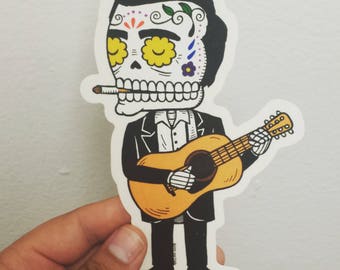 LARGE Johnny Cash Calavera Die Cut Clear Vinyl Sticker