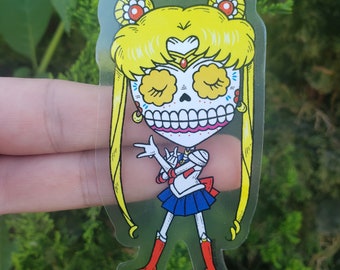 Sailor Moon-Calavera Clear Vinyl Sticker Day of the Dead