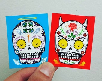 Good and Evil Sticker Set Day of the Dead Art