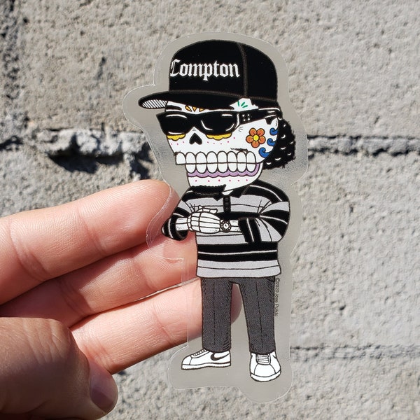 Eazy Calavera Clear Die-cut Vinyl Sticker Day of the Dead