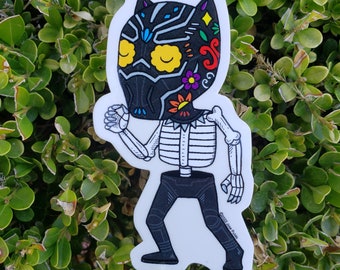 Black Panther Calavera Clear Vinyl Sticker Day of the Dead