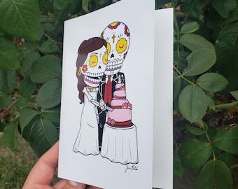 Wedding Cake Calaveras Notecard Wedding Card