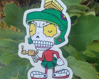 Marvin Calavera Clear Vinyl Sticker Day of the Dead