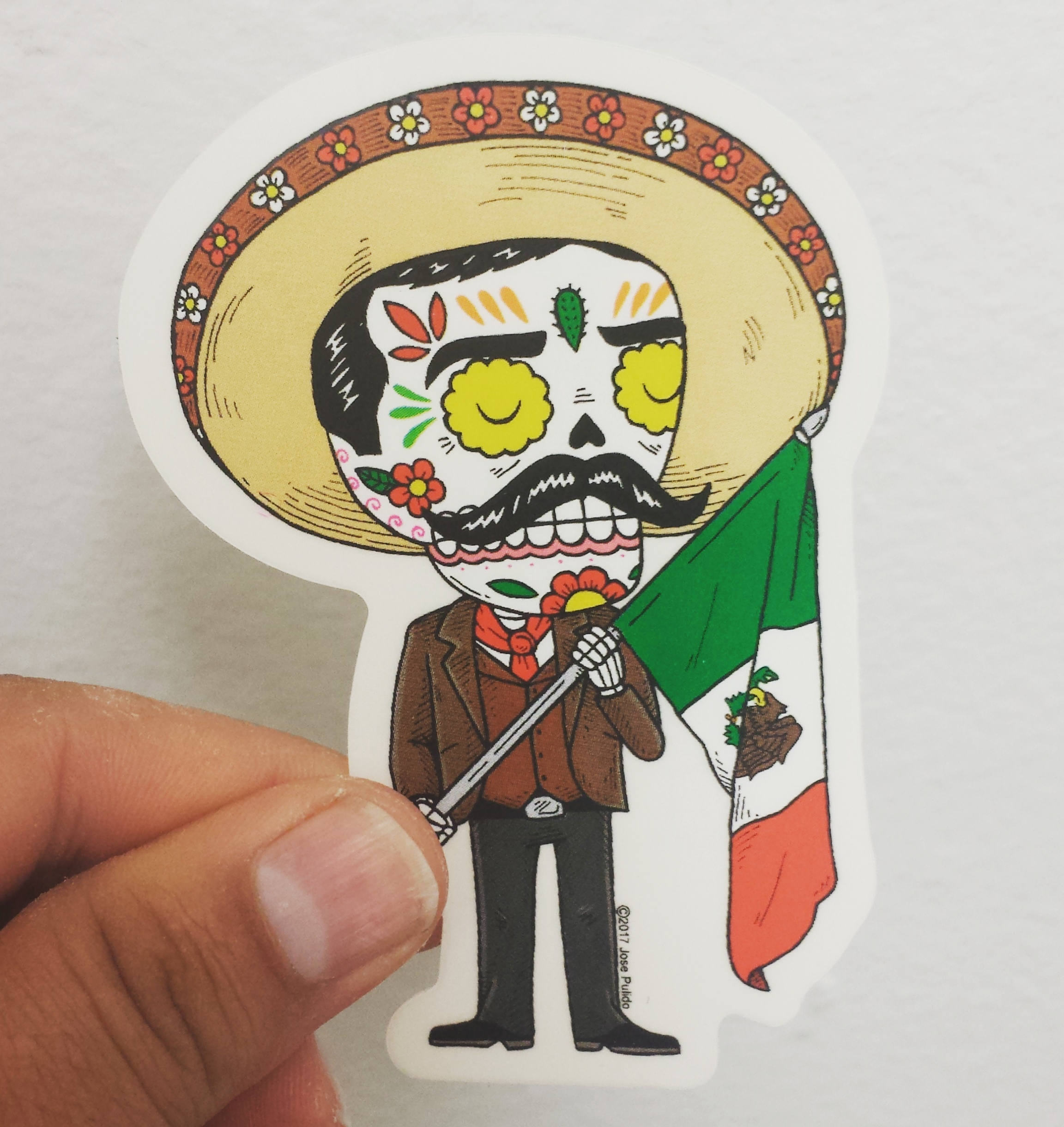 Zapata Calavera Clear Vinyl Sticker Day of the Dead