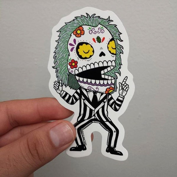 Beetlejuice Calavera Clear Die Cut Vinyl Sticker