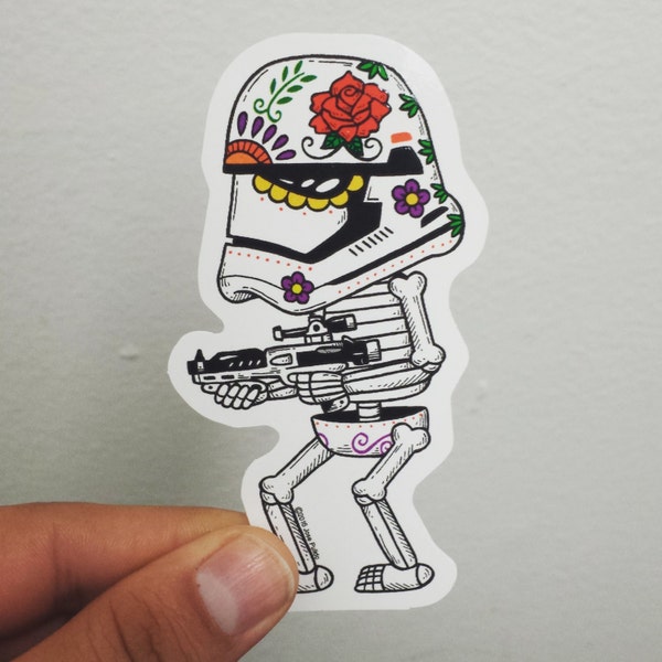 First Order Trooper Calavera Die Cut Clear Vinyl Sticker