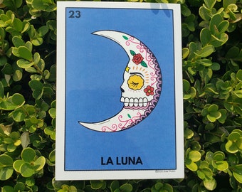La Luna Calavera Loteria Vinyl Sticker Day of the Dead