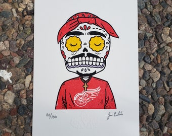 Tupac Calavera Limited Edition Gocco Screenprint