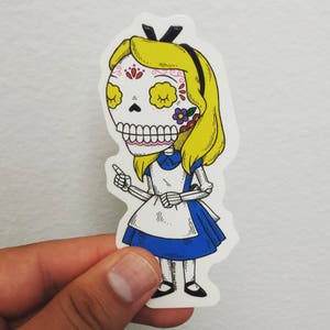 Pegatina de vinilo troquelado Alicia Calavera