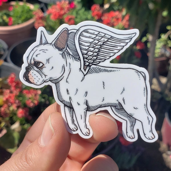 Flying French Bulldog Dog Die-cut 3" Vinyl Sticker