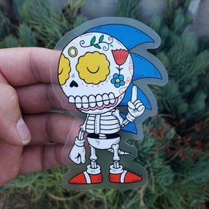 Sonic Calavera Clear Vinyl Sticker Day of the Dead