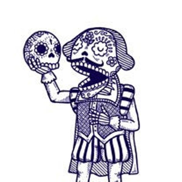 Day of the Dead Shakespeare Calavera Limited Edition Gocco Screenprint